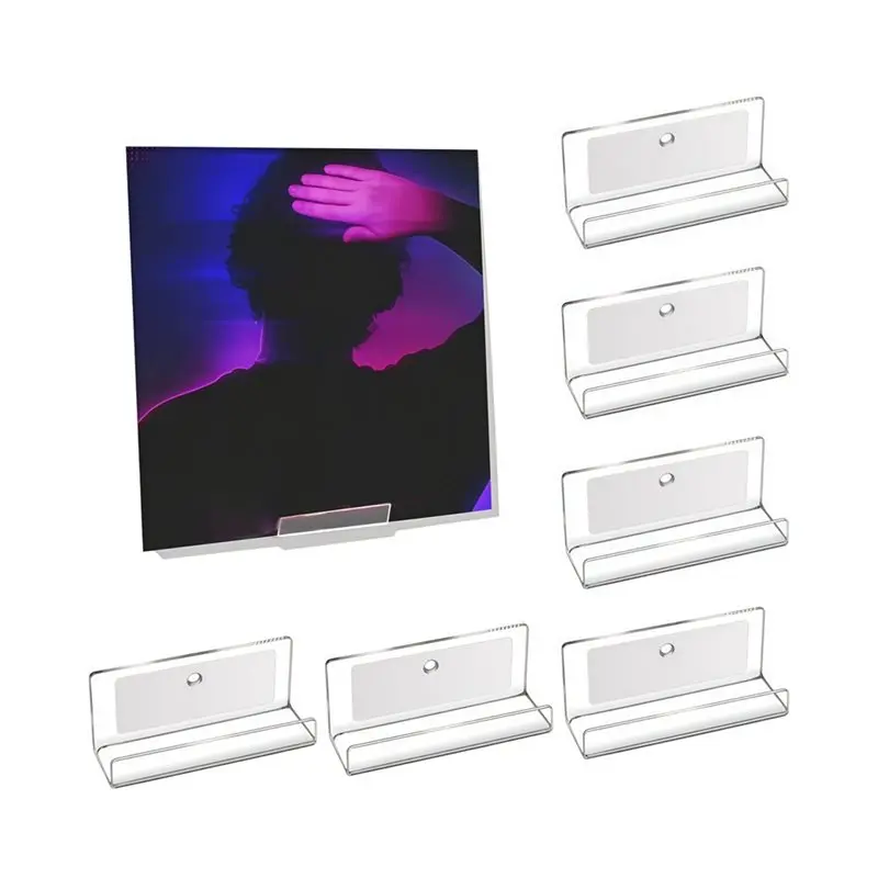 DTEN-Clear Vinyl Record Shelf Acrylic Vinyl Holder Floating CD Display Rack