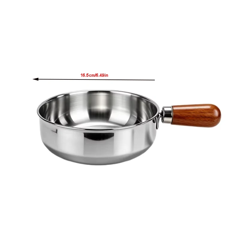 1pc Stainless Steel Pot with Heat-Resistant Wooden Handle - Induction Compatible, Non-Slip Base, Even Heat Distribution Milk Pot image 6