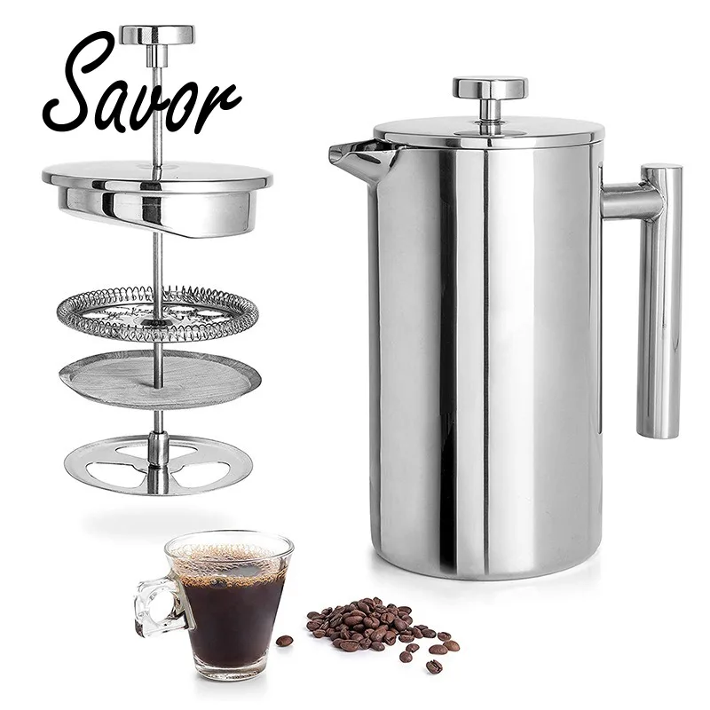 

350ml/800ml/1000ml Hot New Coffee Maker Pot French Press Coffee Maker Stainless Steel Double Walled Insulated Coffee Maker Pot