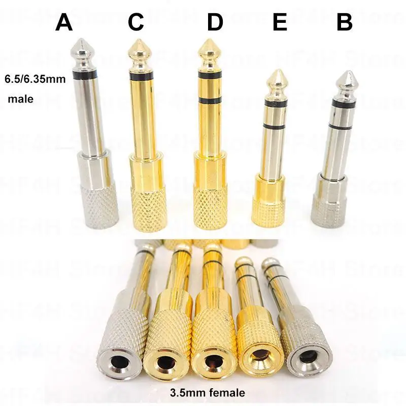 2/3pole Jack 6.35mm 6.5 Male to 3.5mm mono stereo Female Converter connector Headphone Adapter Audio Plug plated Amplifier B4