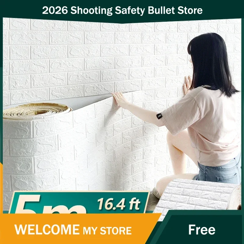 

70cmx1/3/5/10m 70cmx5m 3D Self-adhesive Wallpaper Soft Foam Brick Wall Stickers Home Decor Wallpaper For Walls DIY Bedroom Pap