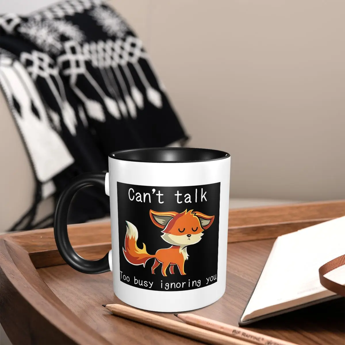I Can'T Talk I'M Busy Ignoring You Fox Mug Funny Ceramic Coffee Cups Tea Mugs Milk Cup Drinkware Gift for Woman Man