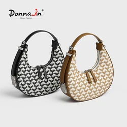 Donna-in Women Half Moon Clutch Handbag Embroidered Jacquard Fabric Love Crescent Design Fashion 2023 Underarm Shoulder Bag