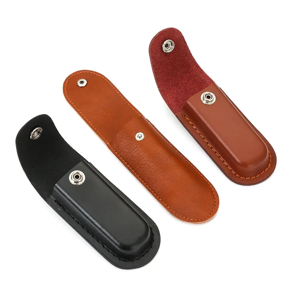 Brown Fold Knife Scabbard Tool Flashlight Belt Loop Case Holder Leather Sheath Pocket Hunt Camp Outdoor Carry Equipment