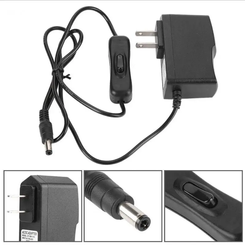 

12V 1A 2A Power Supply Adapter With ON OFF Switch Power Plug Cable 5.5x2.1mm DC Connector Inline Switching For LED Strip Light