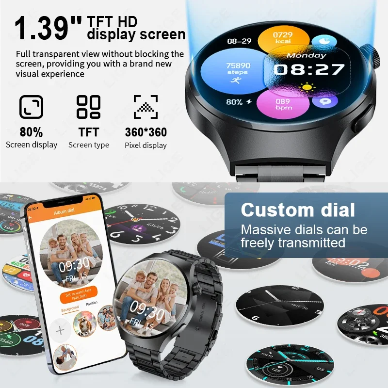 Reloj inteligente LIGE para hombres y mujeres, pulsera de llamada Bluetooth IP68, reloj deportivo resistente al agua para HUAWEI, reloj inteligente saludable para hombre