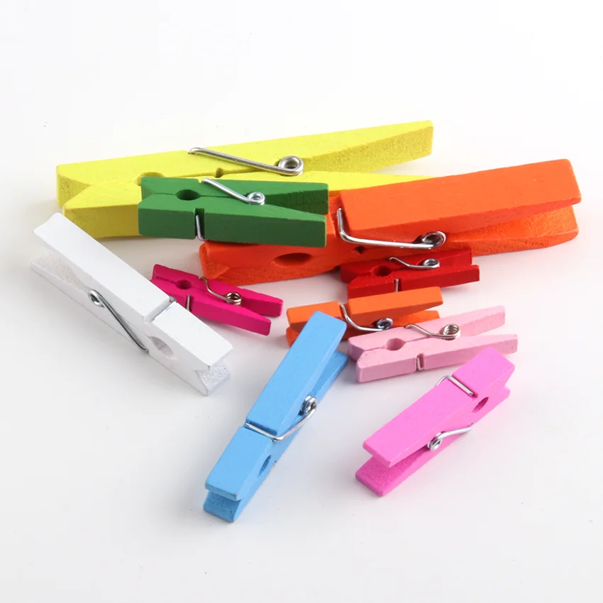 Popular multi-color wooden peg clothespins multi-size mini safe and environmentally friendly craft wooden clips