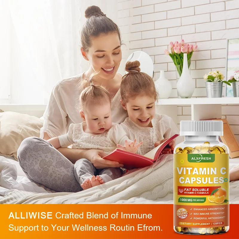 Alxfresh Vitamin C 1000MG Capsule for Immune System, Joint, Skin Health Support, Non-GMO,Vegen, Gluten Free, Daily VC Supplement