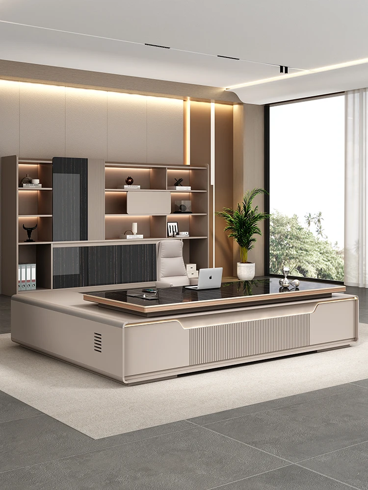 

Office desk and chair combination, simple and modern, large desk