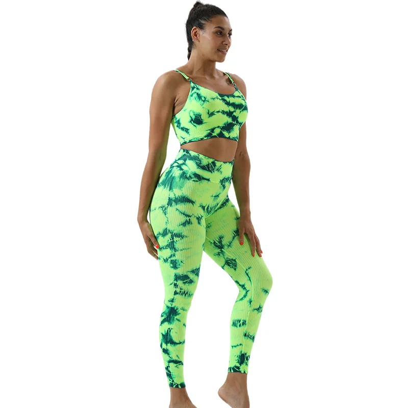 Next Skin Seamless High Elastic Tie-dye Moisture Wicking Yoga Suit Running Sport Tights Fitness Suit Women Plus Size Suit