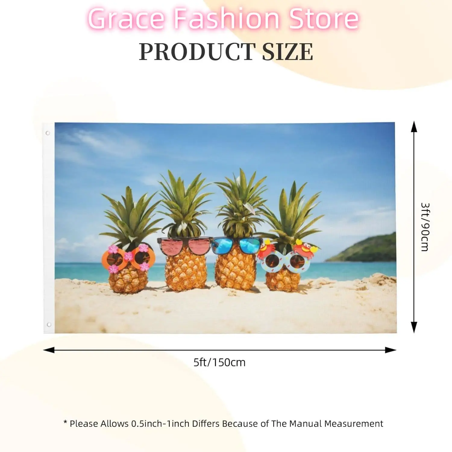 مضحك الأناناس على الصيف الشاطئ العلم 3x5 قدم في الهواء الطلق البوليستر حديقة العلم جهين راية لساحة الحديقة الشرفة شرفة المنزل