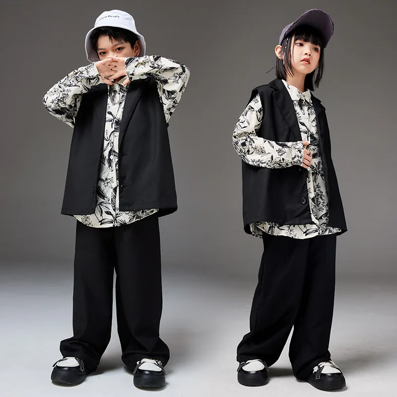 

Kids Jazz Costume Suits Vest Pant Children Boys Girls Fashion Stage Party Show Clothes Waistcoat Trousers Sets Tracksuits