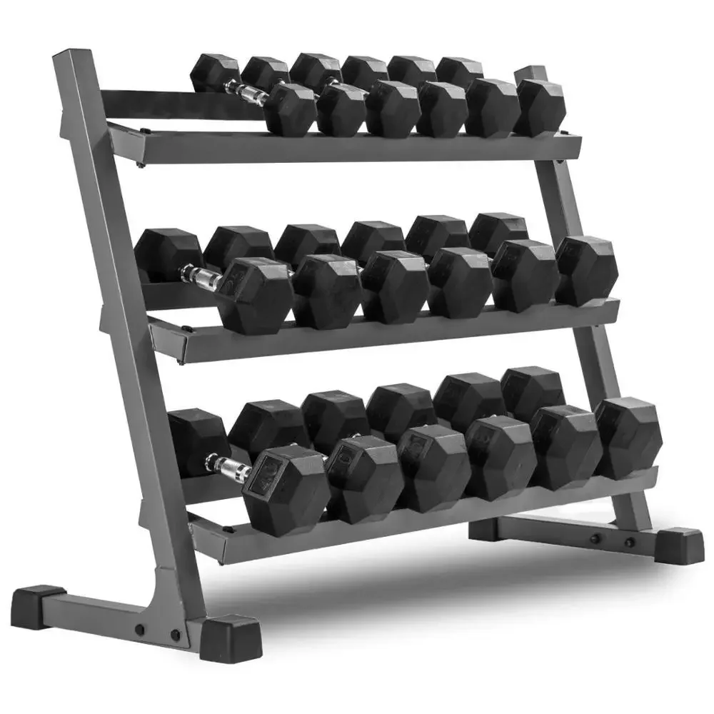 New Product Wholesale Rubber Coated Hex Dumbbells With Straight Handle Durable Sporting Goods Hex Dumbbells