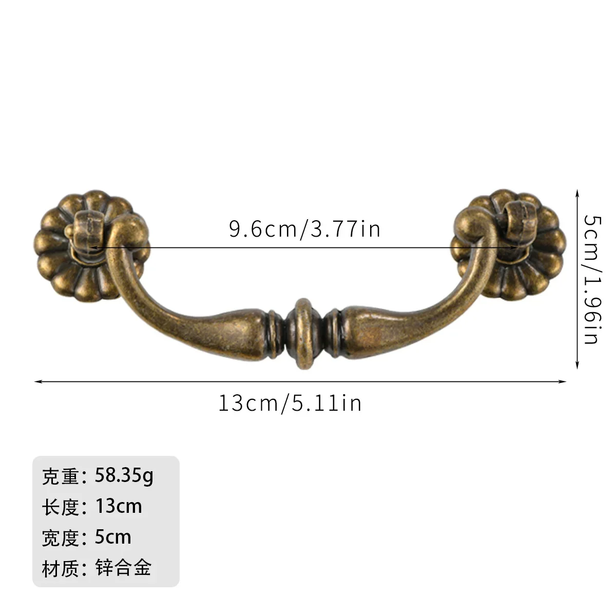 374 Qinggu American handle simple European antique drawer cabinet door furniture Chinese hole distance 96mm