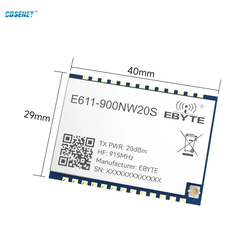 Full Duplex 915MHz Remote Data Image Transmission Module CDSENET E611-900NW20S 20dBm 1KM Star Trunk Netwoking AT Command