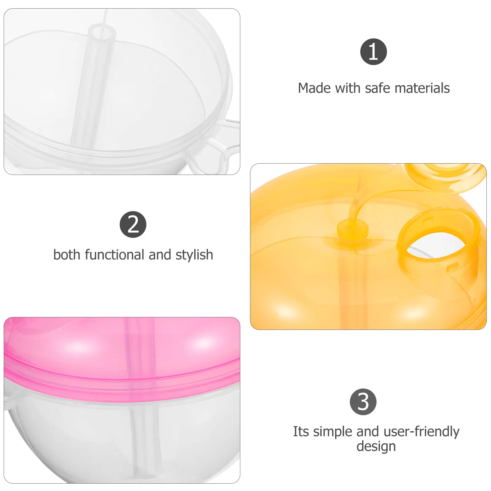 

2 pcs Formula Dispenser Travel Pink Yellow 3Compartments Portable Milk Powder Box Food Storage Container Safe Reusable