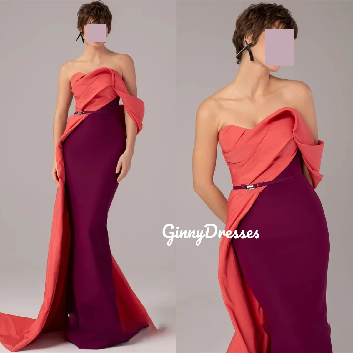 

Luxury Evening Dresses Customize Strapless Mermaid Floor-Length Dresses For Special Events Zipper Up Ruffle Sleeveless Dresses