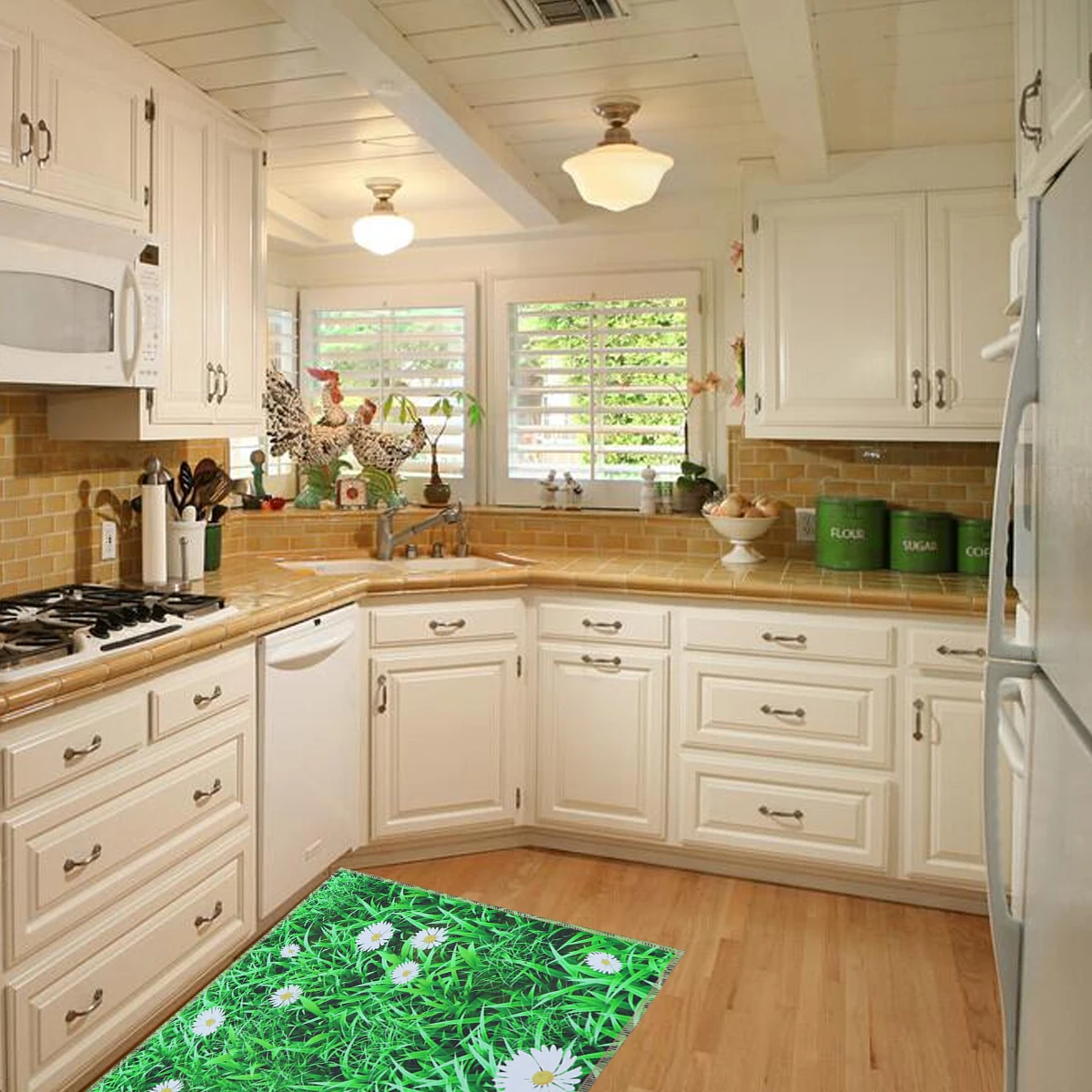 

Custom Door Mats Lightweight Non-slip Kitchen Bedroom Living Room Area Rugs Flower Decor Home Mat Edge Stitch Safety