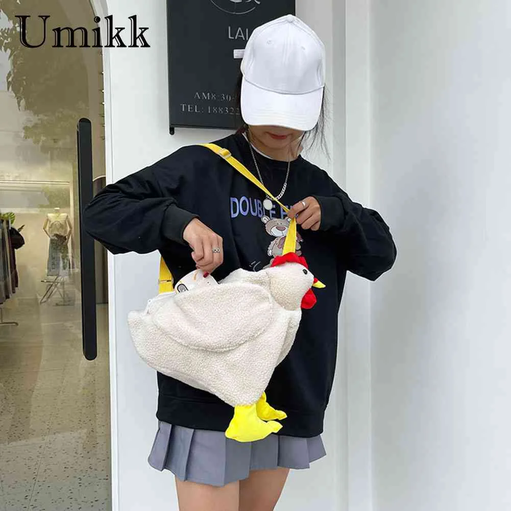 Fashion Women Hen Shape Plush Bag Cute Cartoon Chicken Shoulder Bag Work Travel Satchel for Women Girl Handbags Crossbody Bag