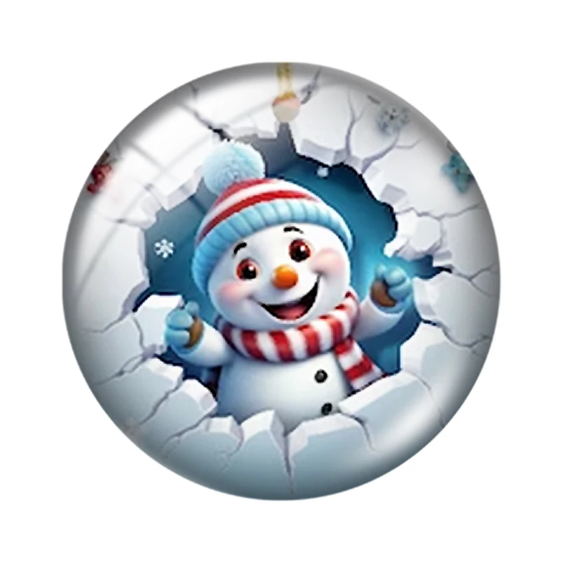 Cute Christmas snowman cartoon 12mm/18mm/20mm/25mm Round photo glass cabochon demo flat back Making findings