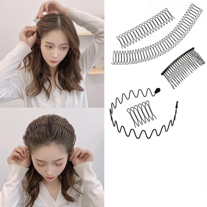 Horquilla de pelo rota Invisible para mujer, herramientas de estilo Tiara, rollo de aguja curva, flequillo fijo, peine de inserción, accesorios de