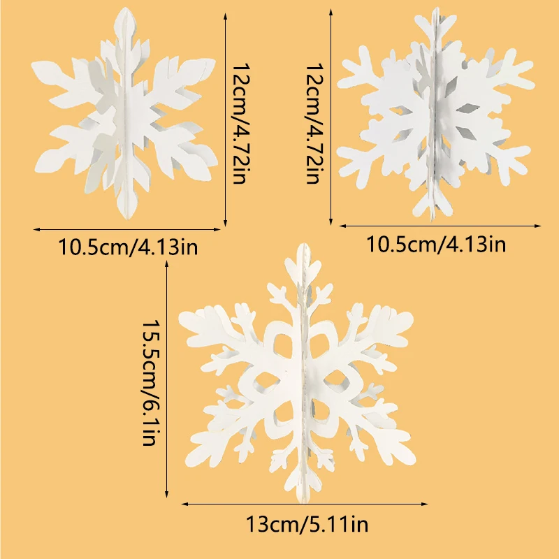 6pcs 3D white/laser snowflake hanging decorations, Christmas snowflakes, winter wonderland, New Year\'s party home decorations