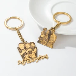 Personalized Baby Photo Keychain Custom Memory Handmade Engraved Keychain Name Nameplate Memorial Family Gifts for Mother Father