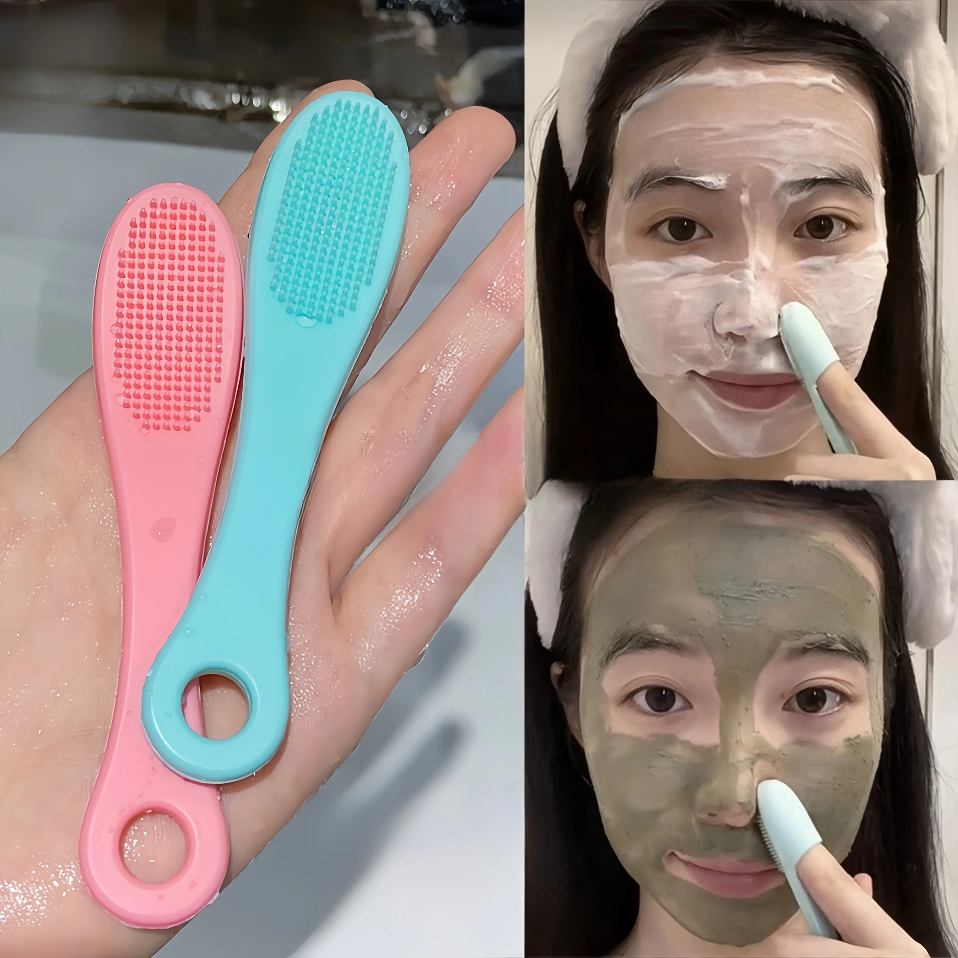 Escova de nariz de silicone limpador de poros faciais portátil cravo dupla face escovas de massagem ferramenta de limpeza de beleza facial esfoliante nasal