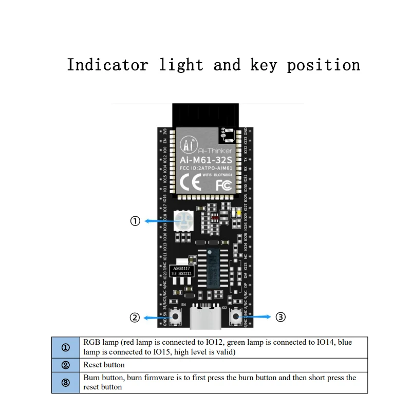 Ai-M61-32S kit Ai-xinker WiFi6 Bluetooth BLE5.3 combo module BL618 chip Ai-M61-32S development board WiFi-6 WiFi 6 Ai-M61-32S