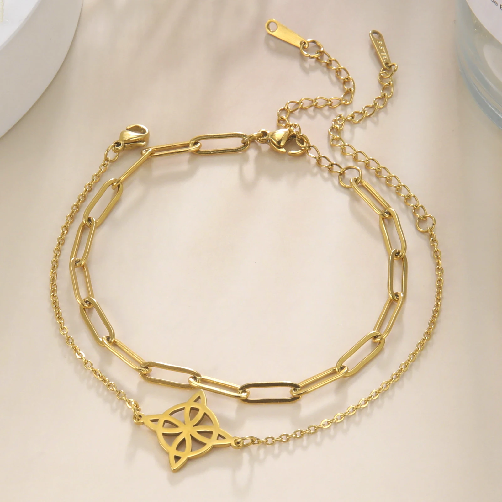 Frauen Bohemian Layered Keltische Knoten Fußkettchen Sommer Strand Perle Kette Auf Fuß Hexe Knoten Knöchel Armbänder Für Frauen Bein Kette Schmuck – Detail 20