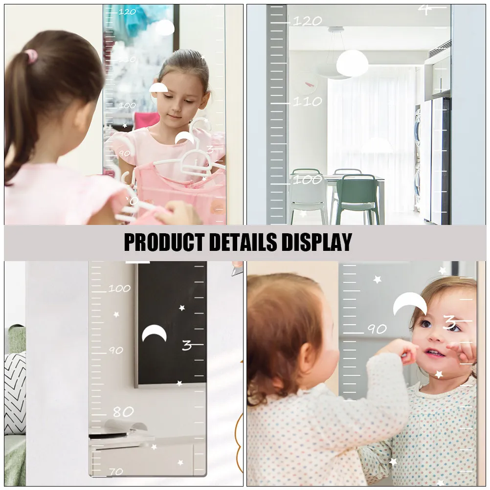 1Set Mirror Growth Chart Wall Sticker Safe Sturdy Growth Height Sticker for Room Nursery Development