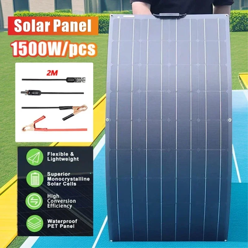 1500W 3000W Solar Panel Portable High Efficiency Power Bank Flexible 12V18V Charging Outdoor Solar kit  For Phone Camping Boat