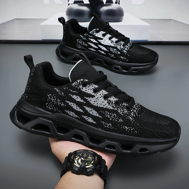 

Summer Men's High Quality Sneaker Casual Sport Tennis Shoes Solid Color Breathable Lace-up Outdoor Running Training Shoes