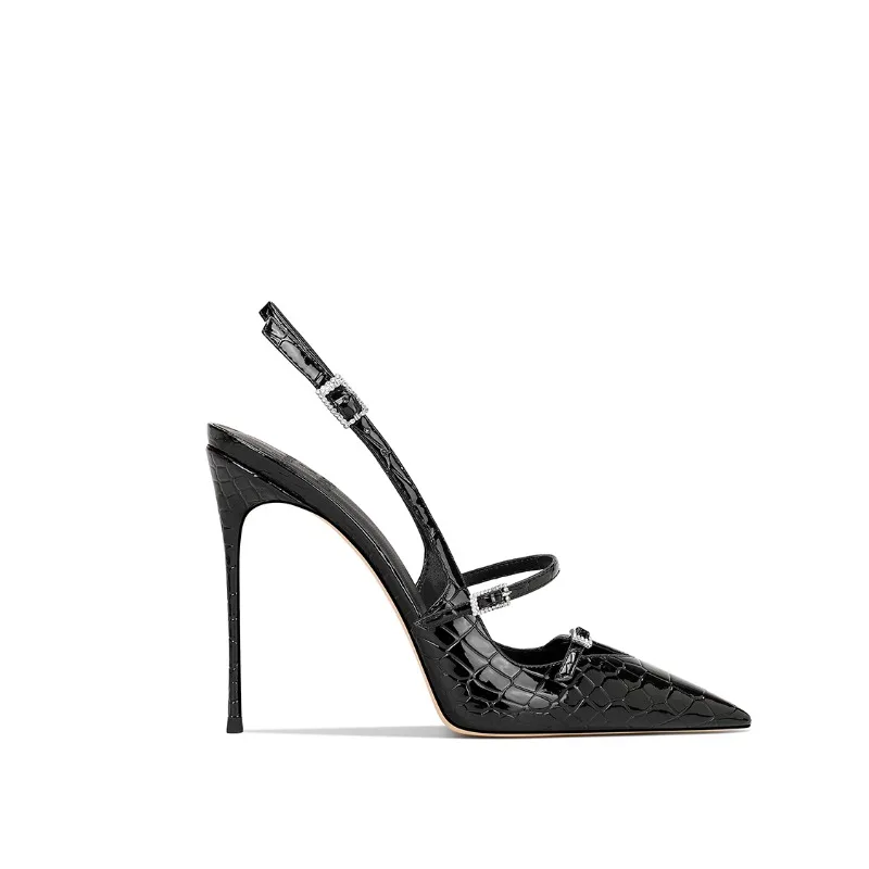 Brown Patent Leather Pointed Toe Stiletto Heels Women 2025 Autumn Summer Fashion High Heels Shoes
