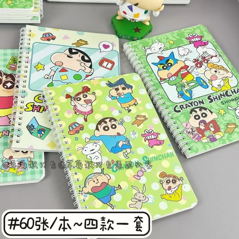 4Pcs Kawaii Crayon Shin-Chans Nohara Himawari A5 Coil Book Notebook Horizontal Line Book Minute-Book Stationery Gifts For Girls