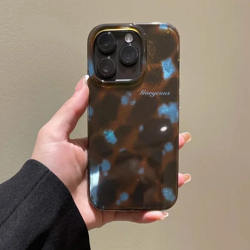 Whirlpool-Muster IND Retro Blau-Braun Gemischte Handyhülle mit Aufhängeband für iPhone 11 12 13 14 15 16 17 18 Pro Max – Detail 5