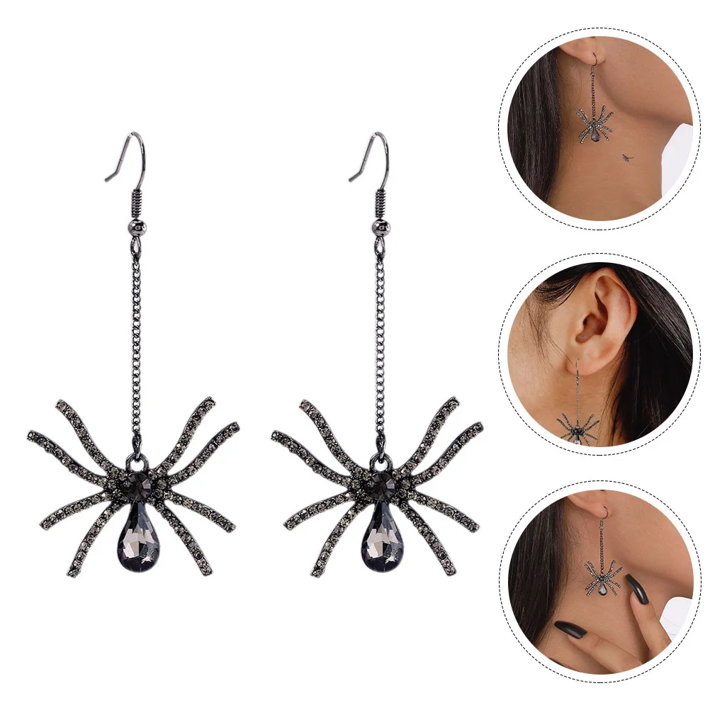 

Trendy Earrings for Women Halloween Dark Old Retro Long Exaggerated Spider ( Black) Drop Pretty Girls