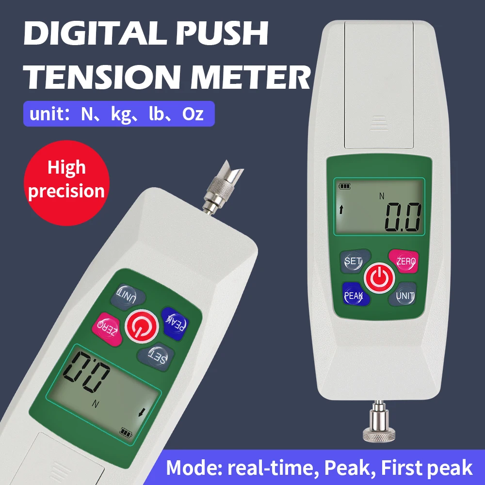 100N Digital Push Pull Force Gauge Portable KF-100 Force Meter 10KG 22Lb 360Oz Mini Dynamometer Push Tension Pressure Tester