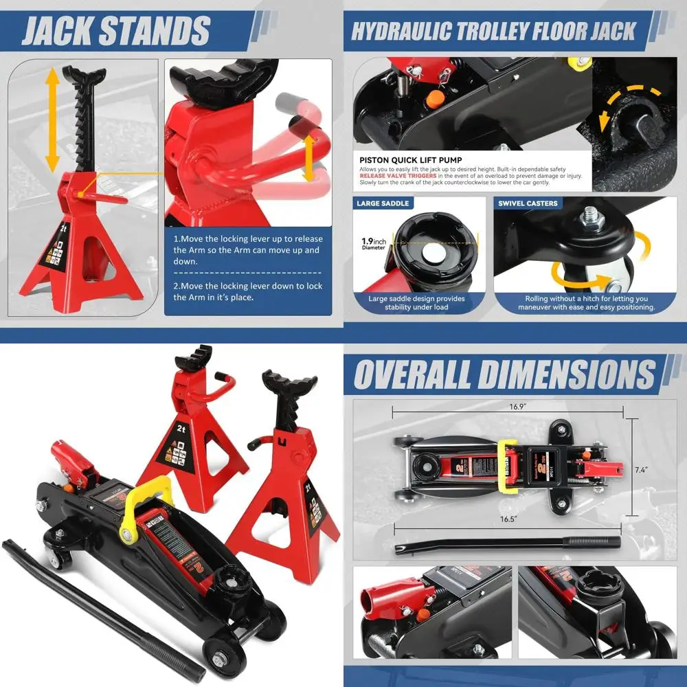 

2-Ton Heavy-Duty Steel Hydraulic Racing Floor Jack with Single-Piston Pump and Quick Lift Trolley