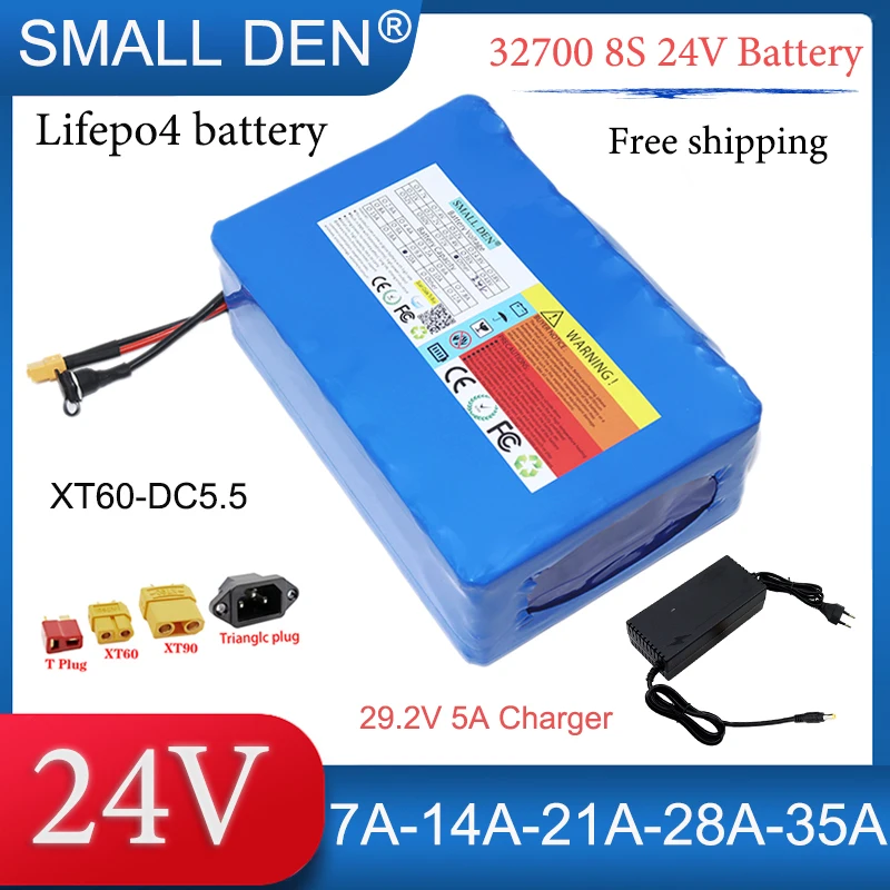 24V 7AH 14AH 21AH 28AH 35AH 32700 LiFePO4 Battery Pack Built-in BMS For 8S 25.6V Power Supply  E-Scooter Wheelchair +5A Charger