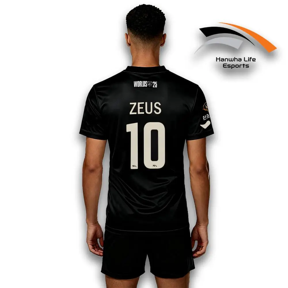 HLE S15 Worlds 2025 جيرسي Zeus Esports Pro League Team Training موحدة مروحة سوداء مخصصة للرجال والنساء تي شيرت بالجملة #2