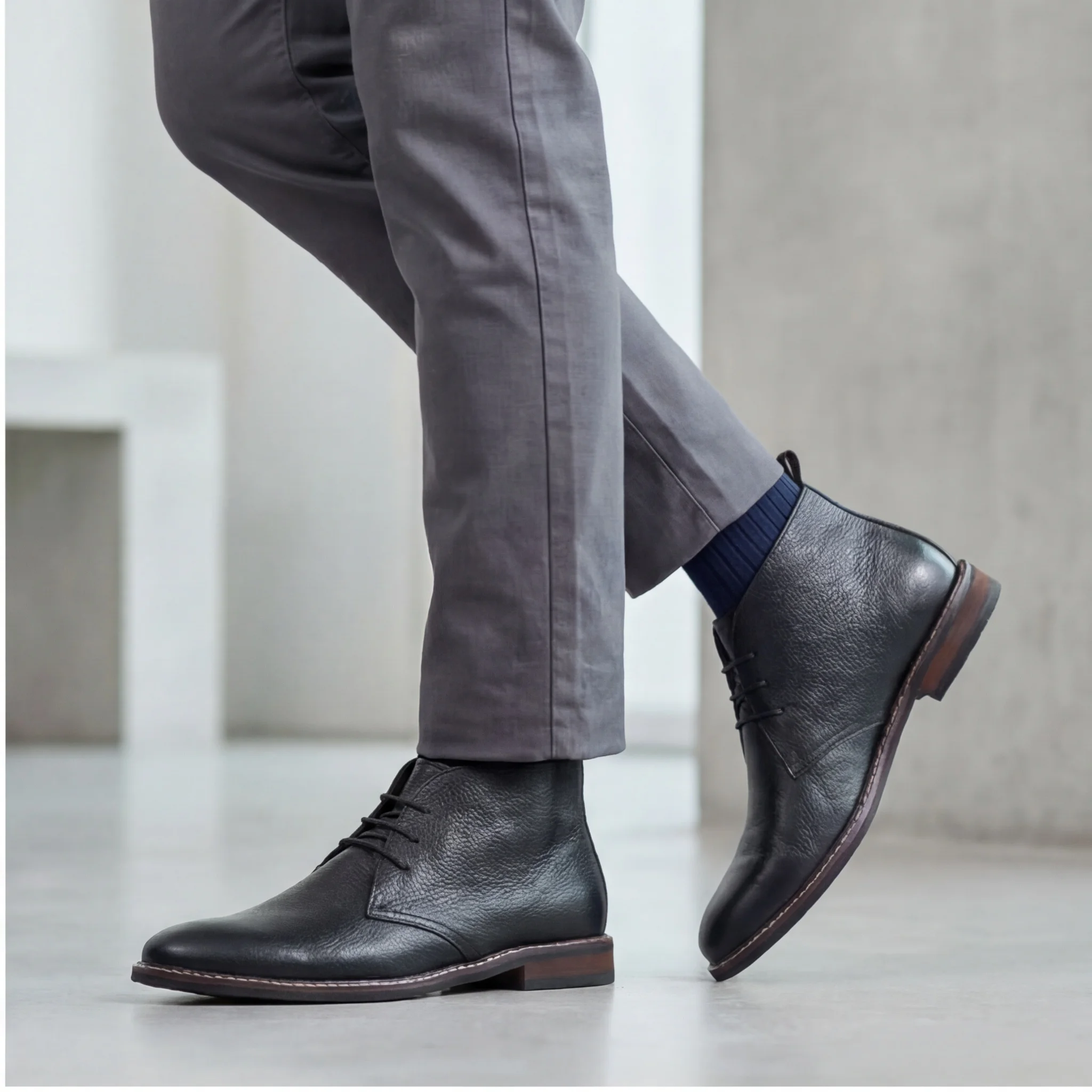 100% Leder Herren Chukka Boots Modische Bequeme Marken-Knöchelstiefel Echtleder Desert Boots # KD585 – Detail 15