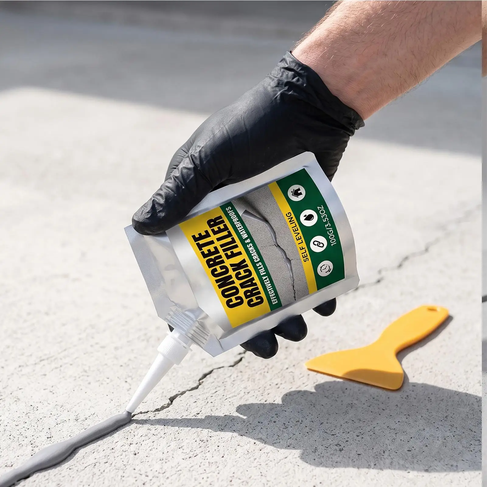 Crack Filler Concrete Repair 100g Self-leveling Cement Sealant Concrete Hole Filler for Wall Driveway Floor Tile Brick Basement