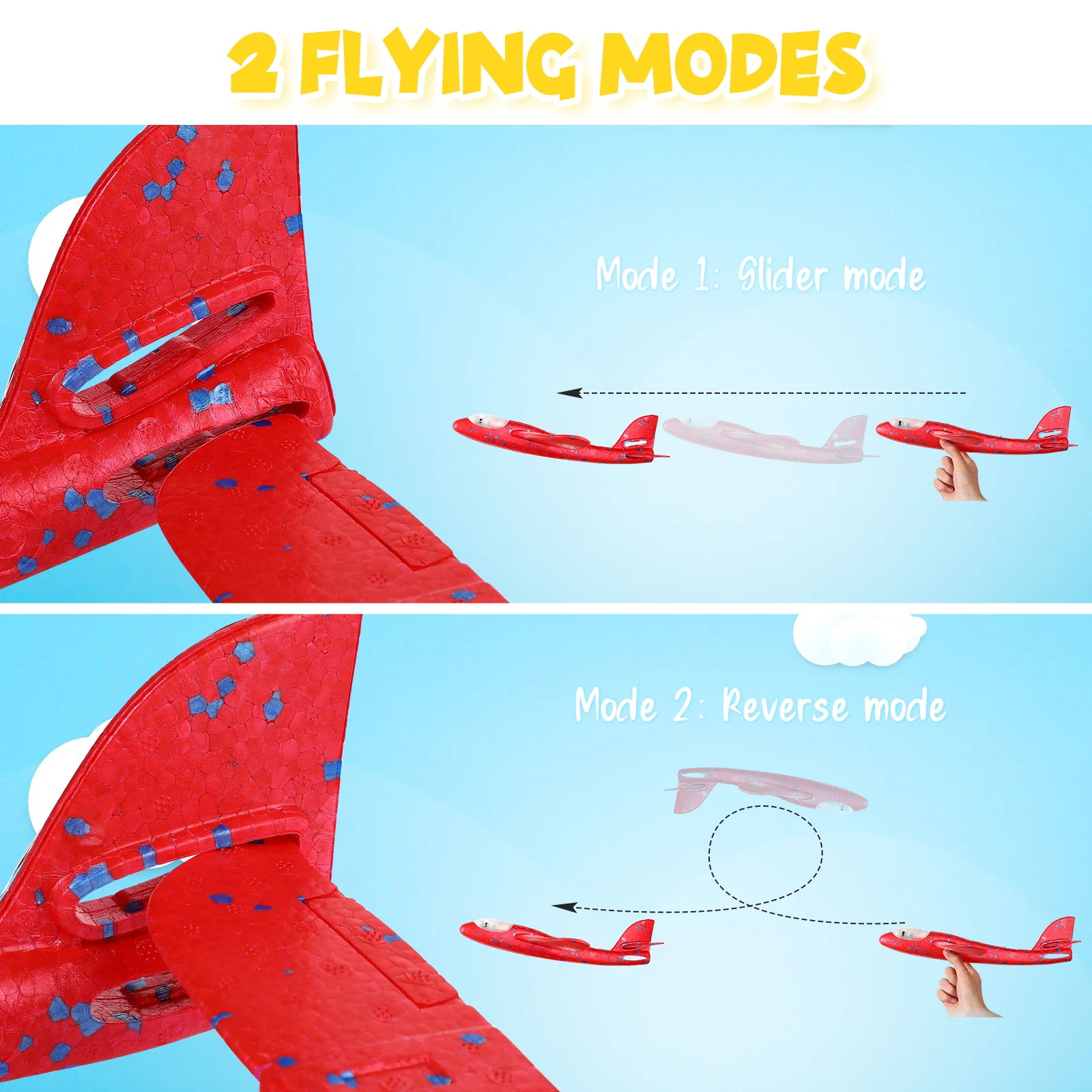 

2pcs Glider for Kids Foam Airplane Toy LED Light Flying Outdoor Safe Glider Planes Play Non Remote Vehicle Toys
