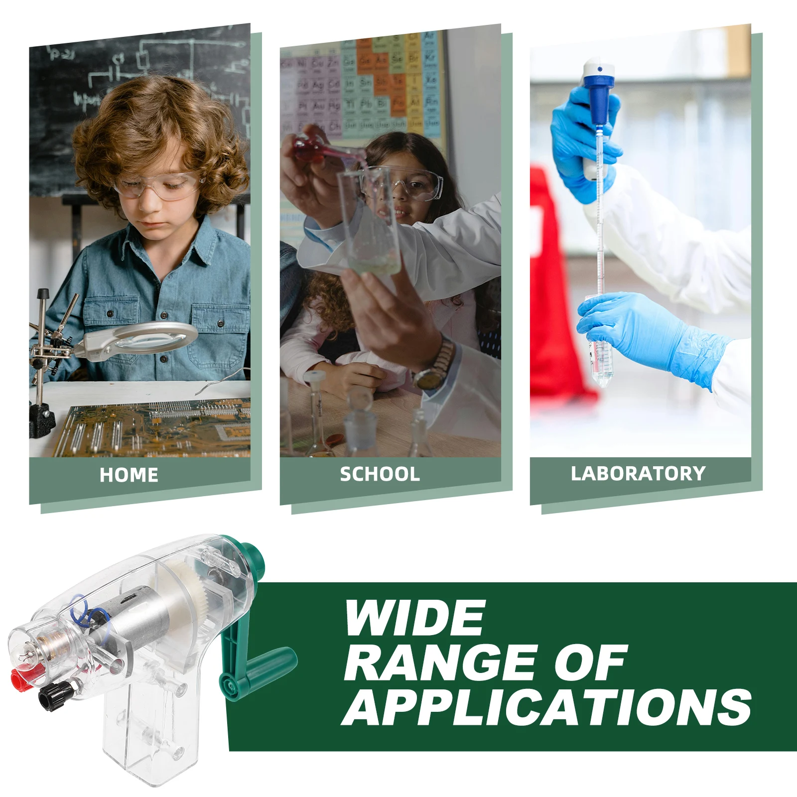 

Hand Crank Generator for Science Experiments Educational Electrical Teaching Equipment Physics Classroom Demonstration Portable