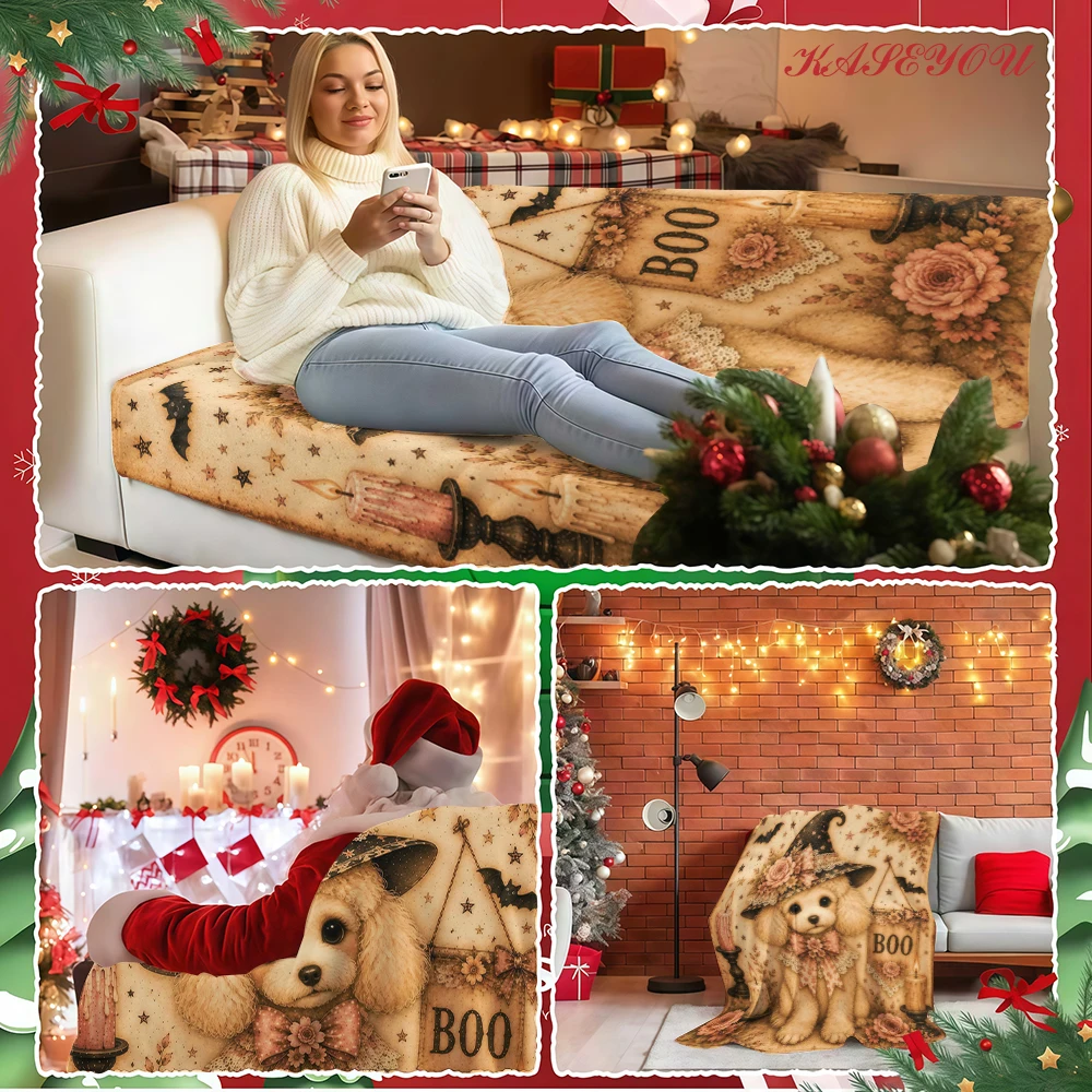 Vintage Christmas Fox Incredibly Soft No Shedding Breathable Couch Blanket Great for Black Friday Cyber Monday Holiday Deals