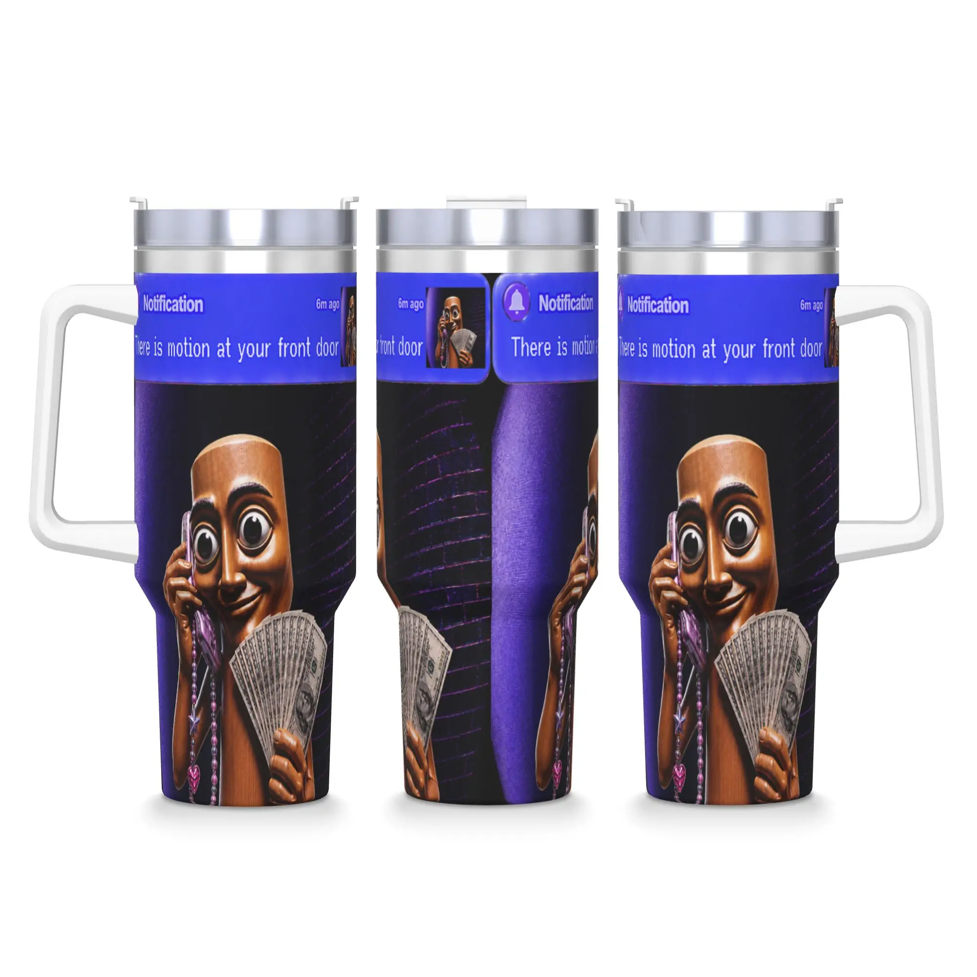 There is Motion At Your Front Door Tung Tung Sahur Stainless Steel Tumbler Camping Thermal Cups With Straws and Lid Mugs Cup