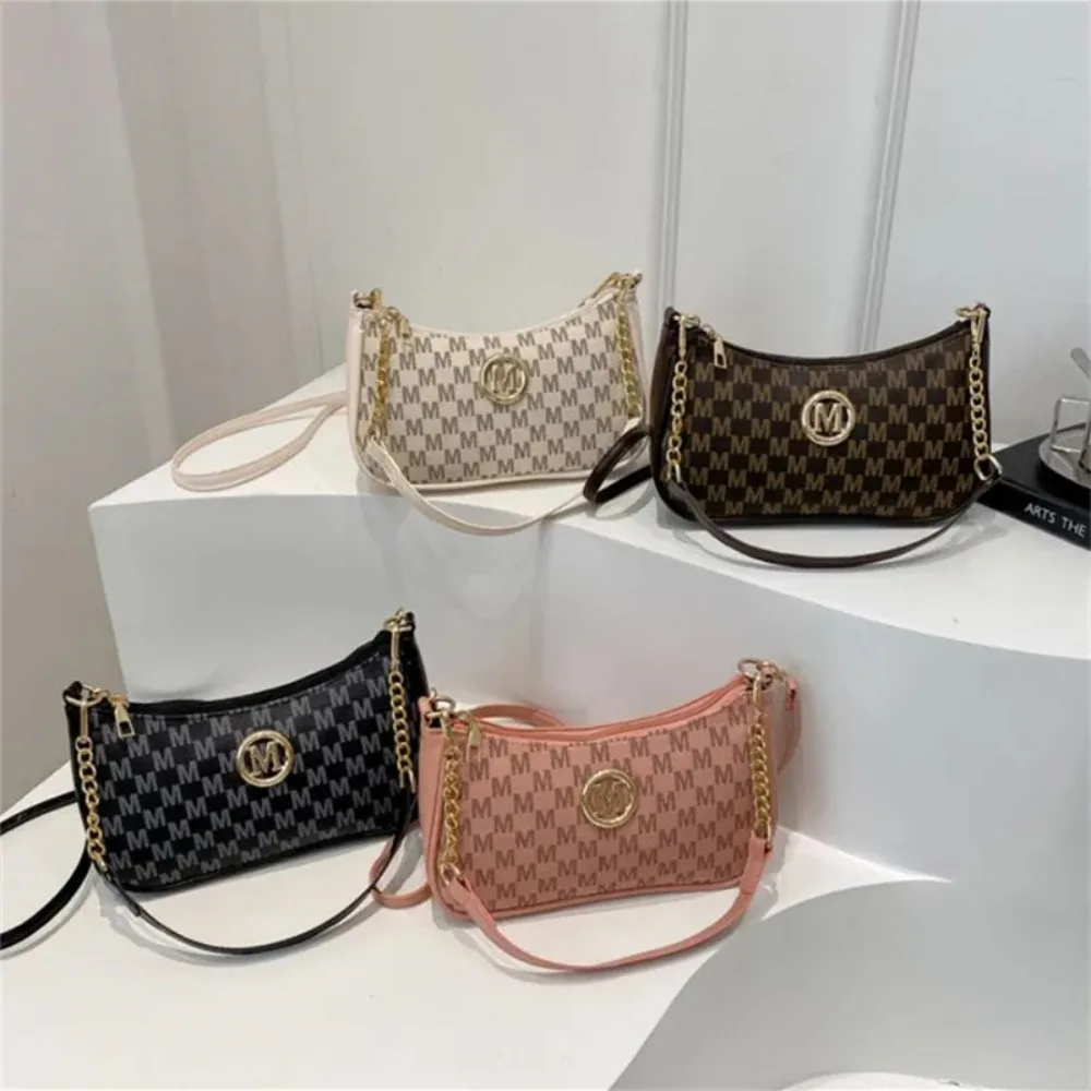 

Сумка-кроссбоди в винтажном стиле, сумка через плечо из искусственной кожи с золотой буквой «М», сумка-тоут из синтетической кожи, кошелек