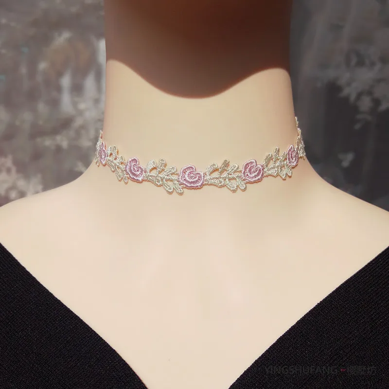 Sweet lace Flower Choker Necklace korean Lightweight Luxury lolita Clavicle Chain Anime cosplay Wedding Choker Women Jewelry