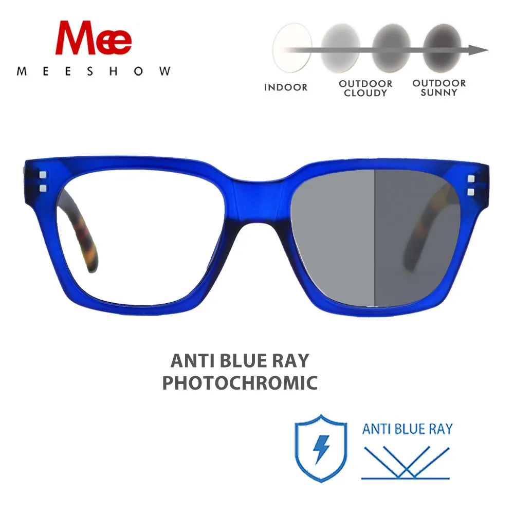 Meeshow-photochromic sunglasses for men square glasses with blue light blocking outdoor UV400 vintage Driving Eyewear Sun 2226